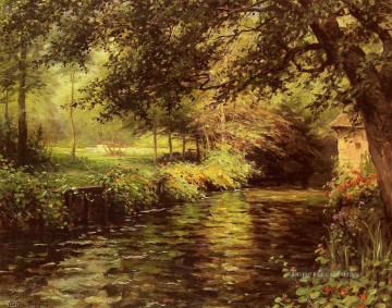  Aston Canvas - A Sunny Morning at Beaumont Le Roger landscape Louis Aston Knight river